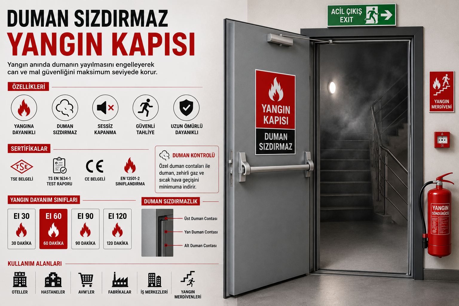 Duman Sızdırmaz Yangın Kapısı